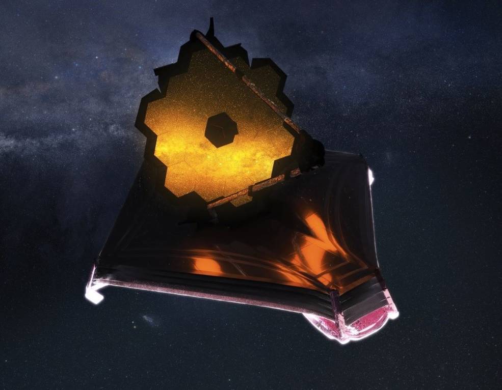 This artist’s conception shows the fully unfolded James Webb Space Telescope in space. Credits: Adriana Manrique Gutierrez, NASA Animator
