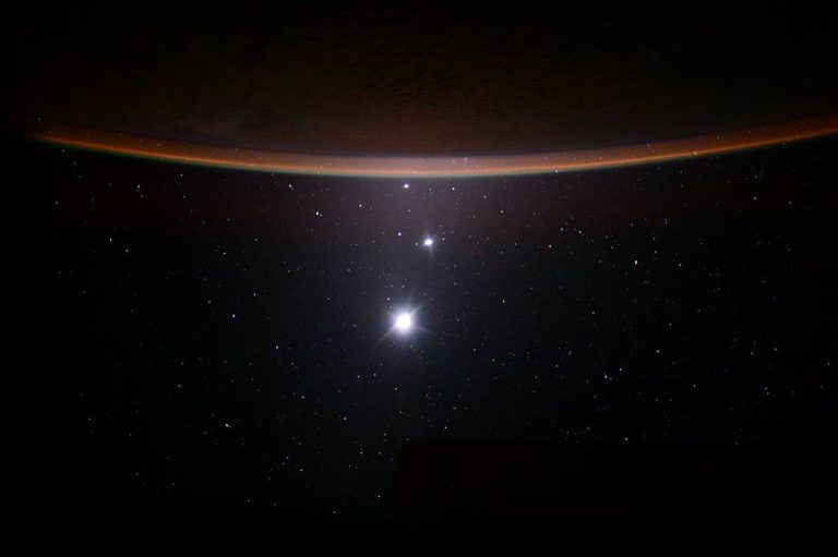Venus, Jupiter, Moon Shine From Space Station