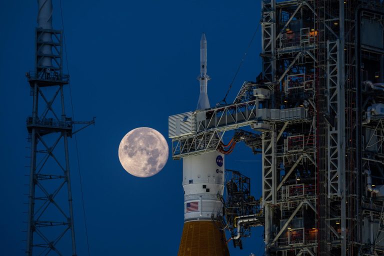 A Full Moon Illuminates Artemis I